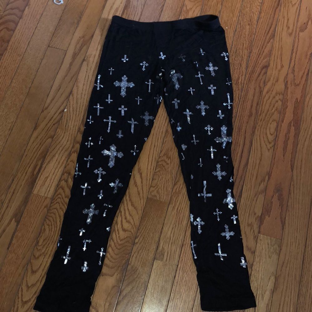 Nollie silver cross embellished leggings